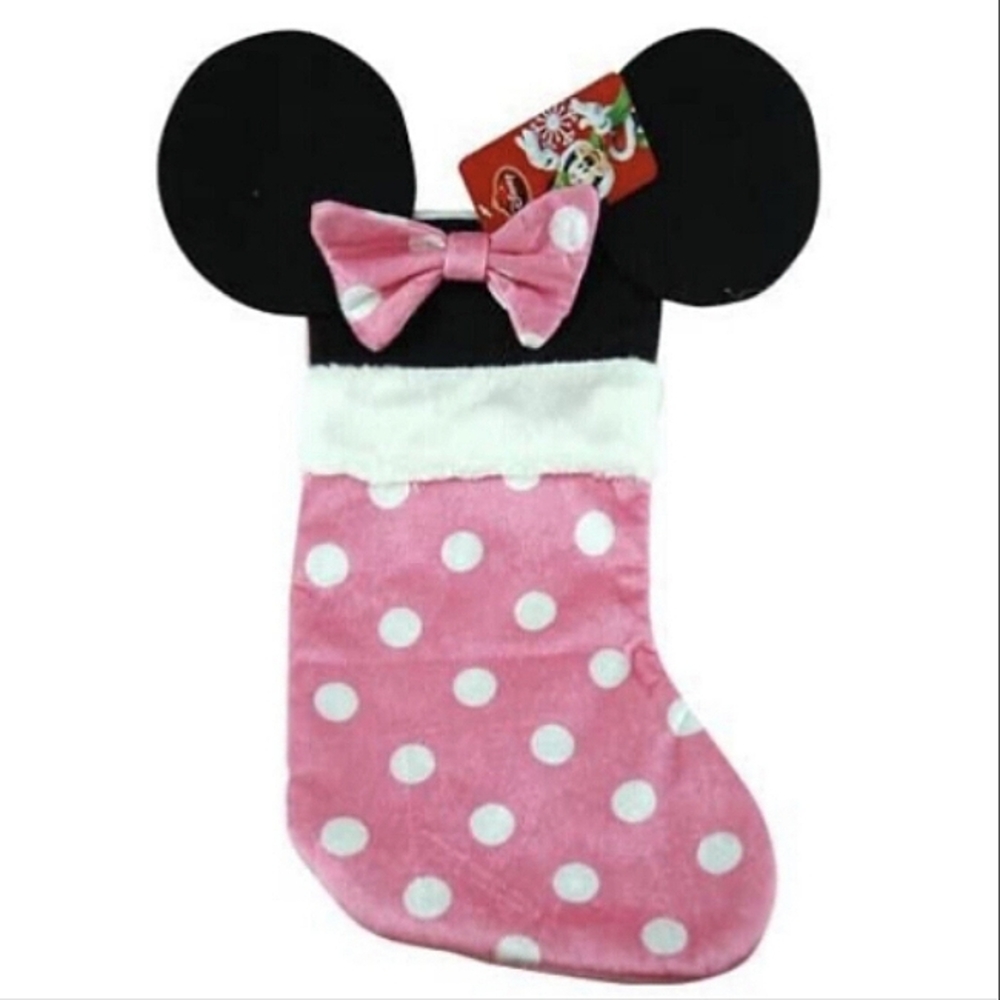 🎁 Disney’s Minnie Mouse‎ 18” Velour Christmas Stocking Plush Top & Big Ears!